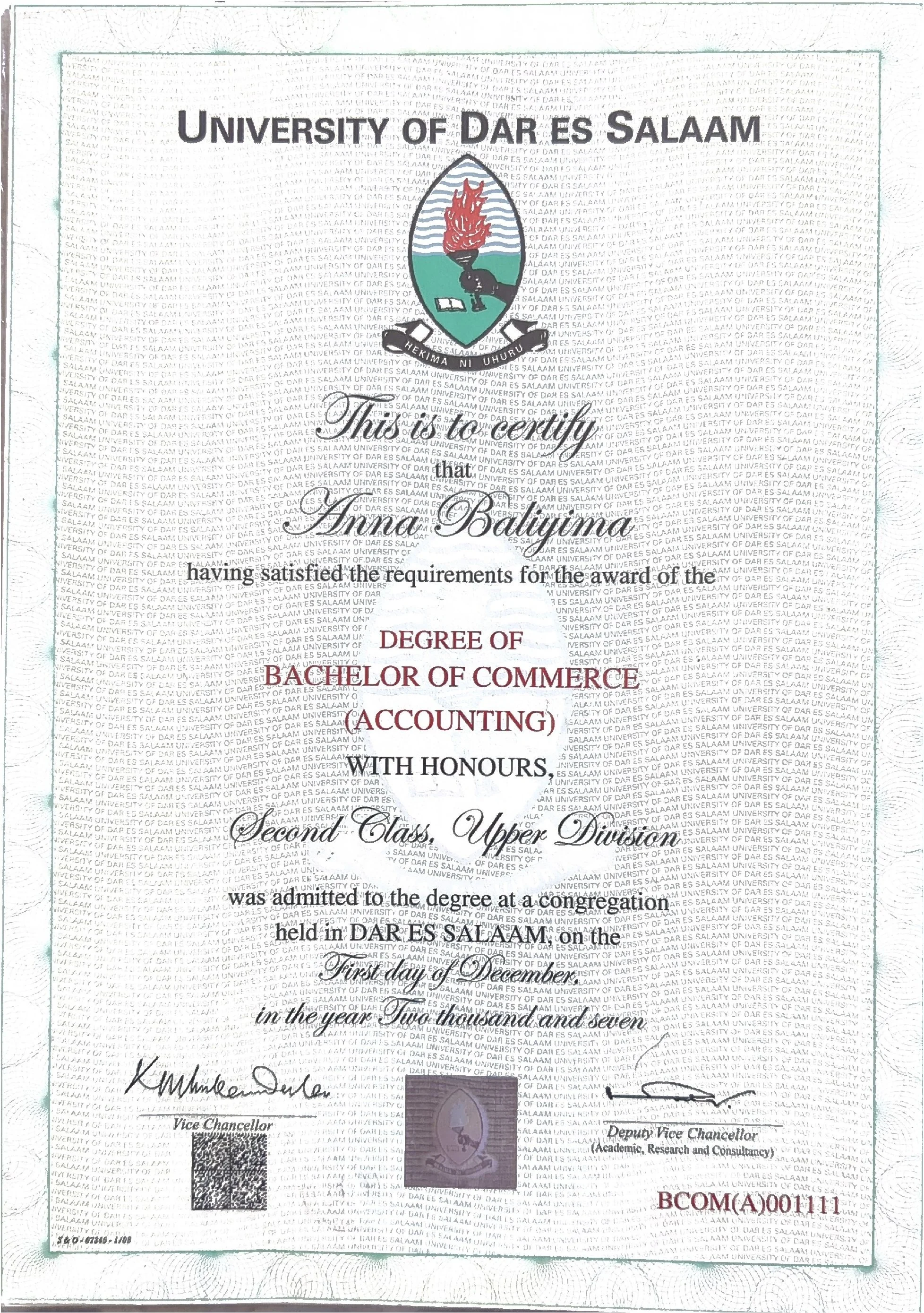 Bachelor of Commerce (Accounting) - Honours