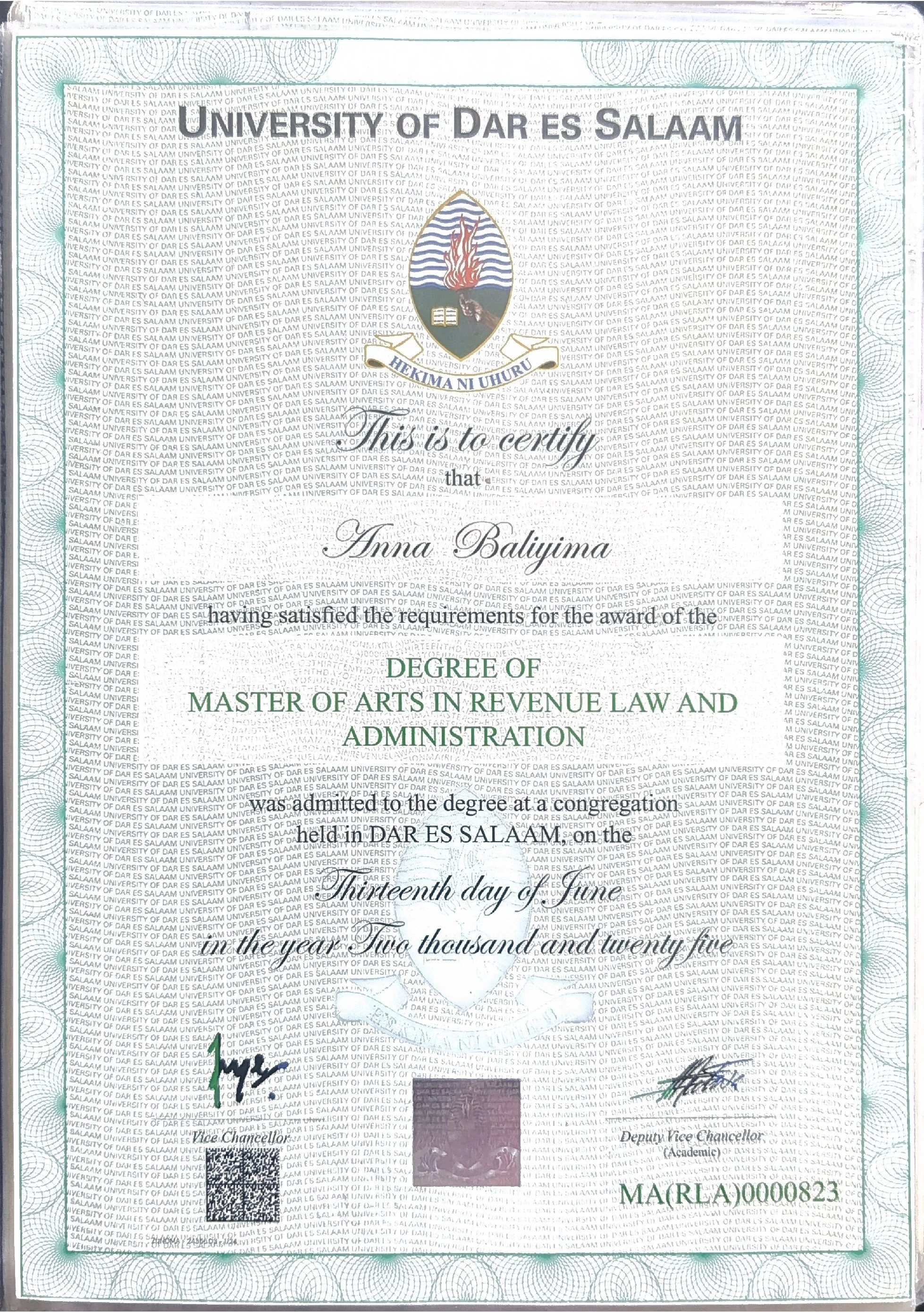 Master of Arts in Revenue Law